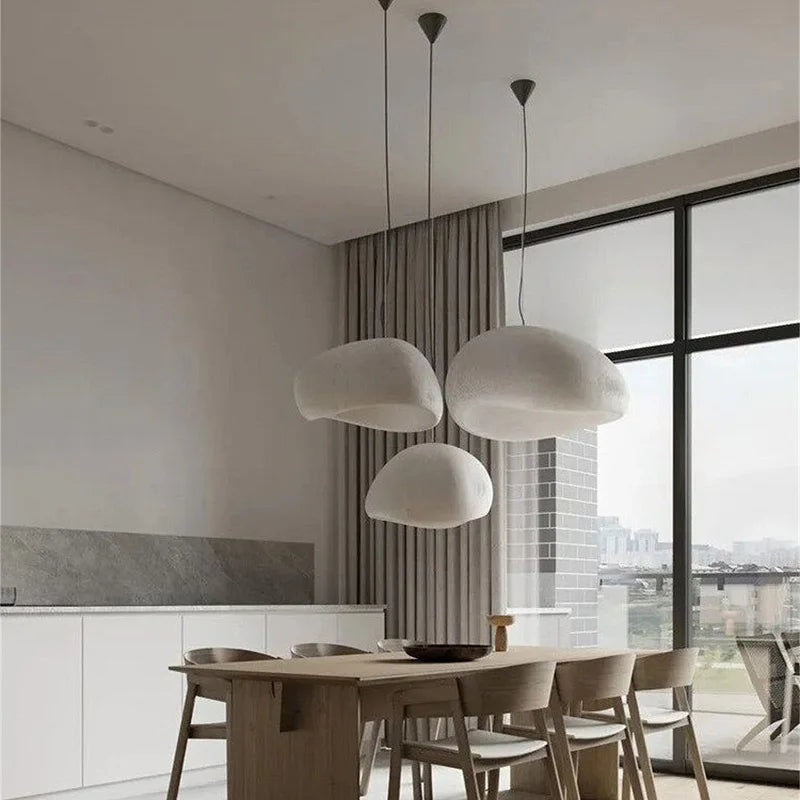 Lampa sufitowa wisząca LED w stylu wabi-sabi