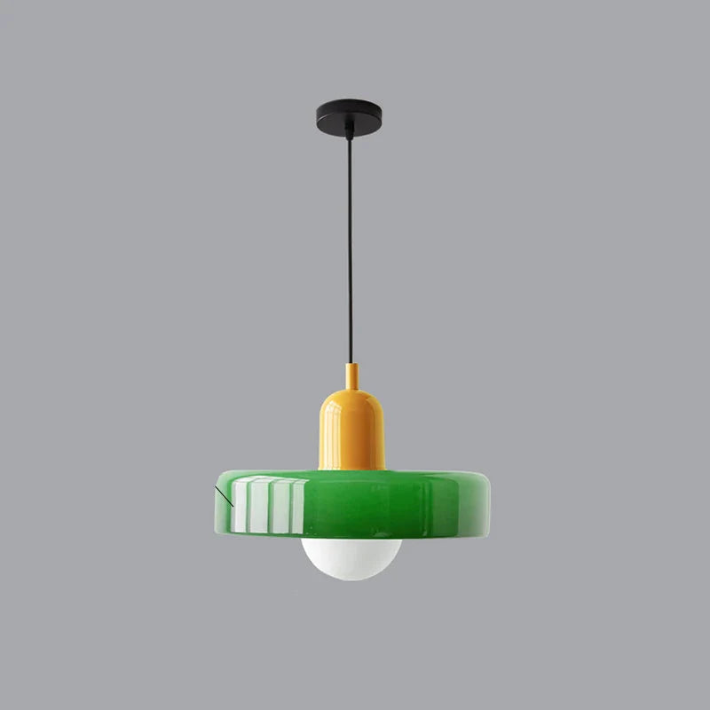 Nowoczesna lampa wisząca z kolorowym szklanym kloszem Bauhaus