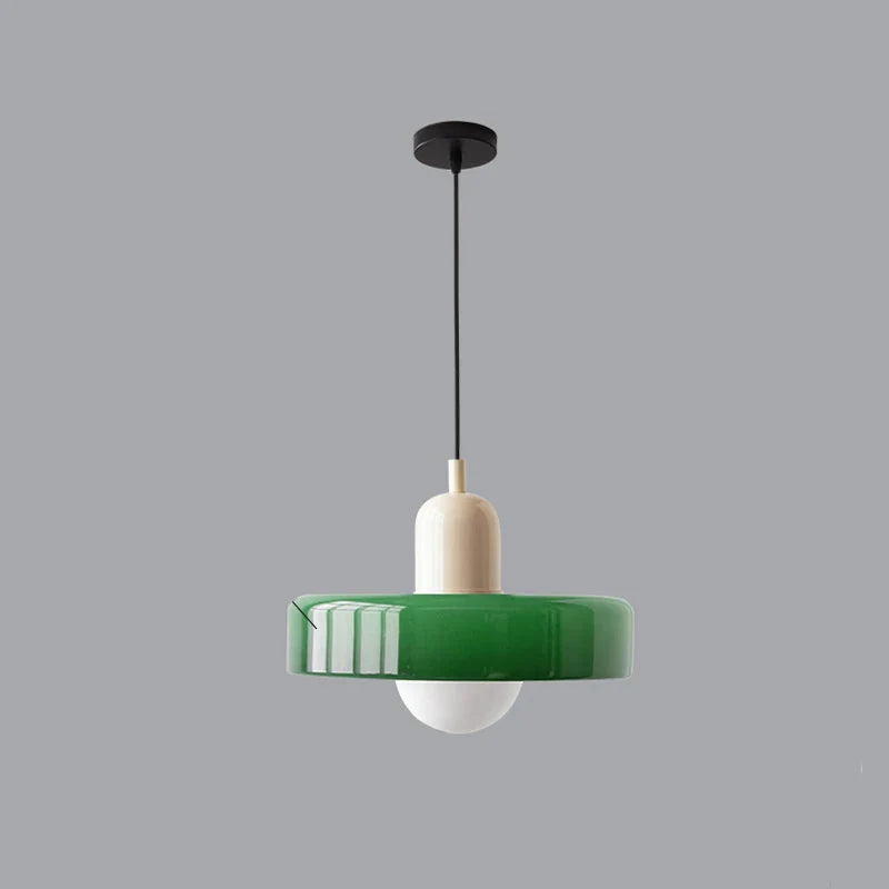 Nowoczesna lampa wisząca z kolorowym szklanym kloszem Bauhaus