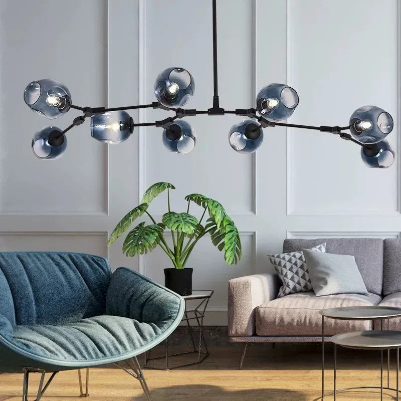 Designerski żyrandol molekularny 8-ramienny – nowoczesna lampa sufitowa LED