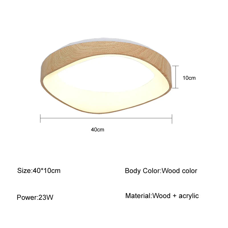 Skandynawska lampa sufitowa LED – Nowoczesna lampa natynkowa z efektem drewna