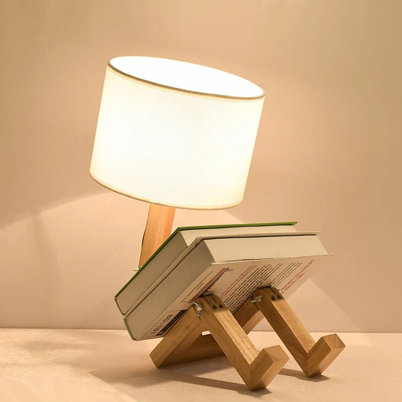 Designerska lampa stołowa drewniana – regulowana, nowoczesna forma drewniany robót