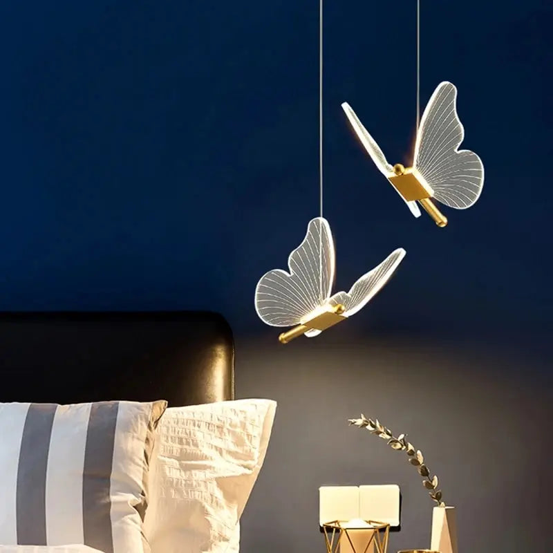 Lampa wisząca LED w kształcie motyla – designerskie oświetlenie do sypialni i salonu