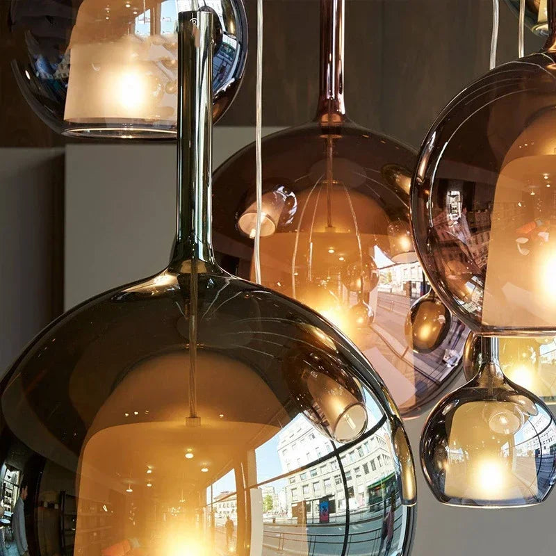 Nowoczesna lampa wisząca z kloszami ze szkła – Lampa sufitowa typu cluster z dymionym szkłem