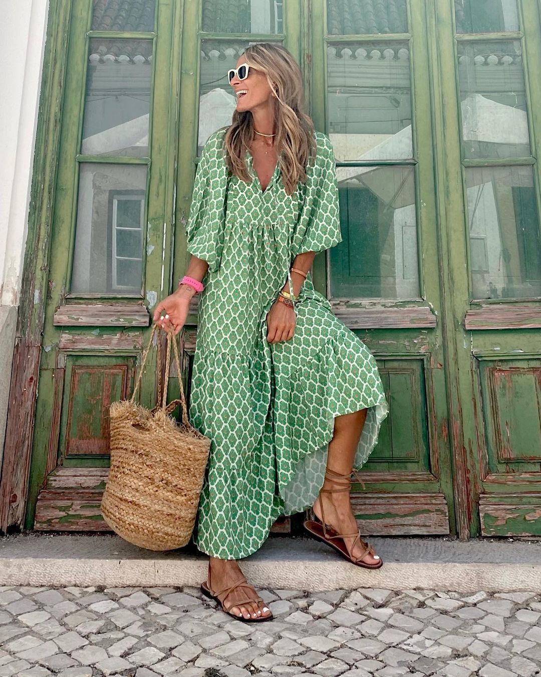 Velaria – Letnia sukienka boho maxi z dekoltem w serek