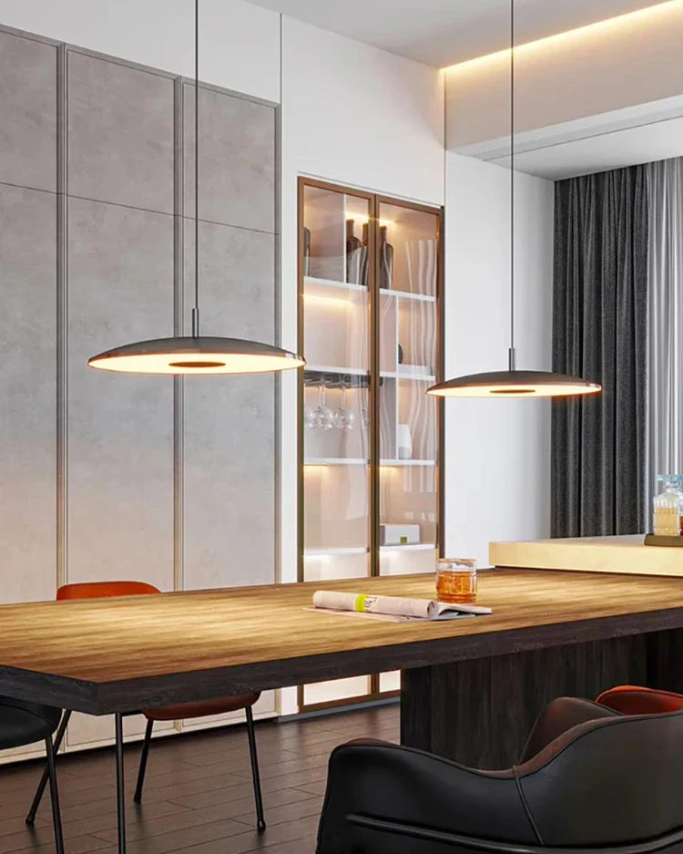 Smukła metalowa lampa wisząca LED – Nowoczesna lampa sufitowa w kształcie talerza