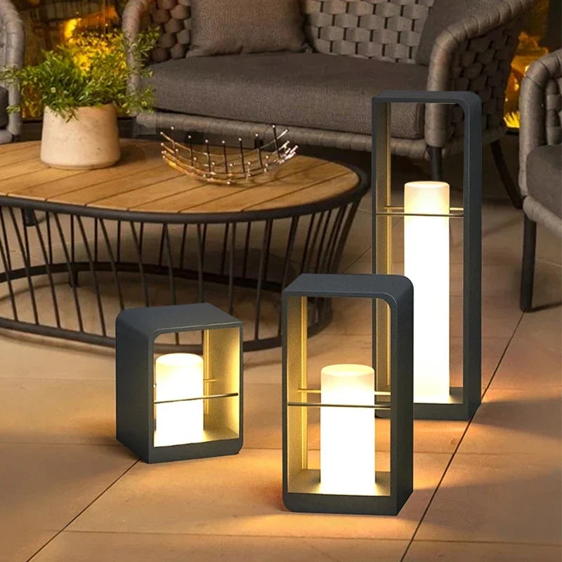 Nowoczesna Lampa Ogrodowa LED w Geometrycznej Ramie