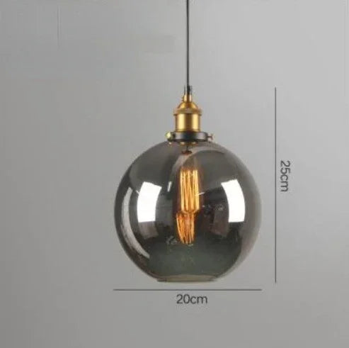 Industrialna lampa wisząca retro ze szkłem – Klosz z dymionego szkła