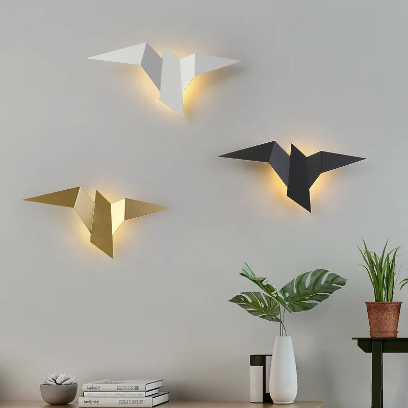 Nowoczesna lampa ścienna LED origami ptak – kinkiet dekoracyjny