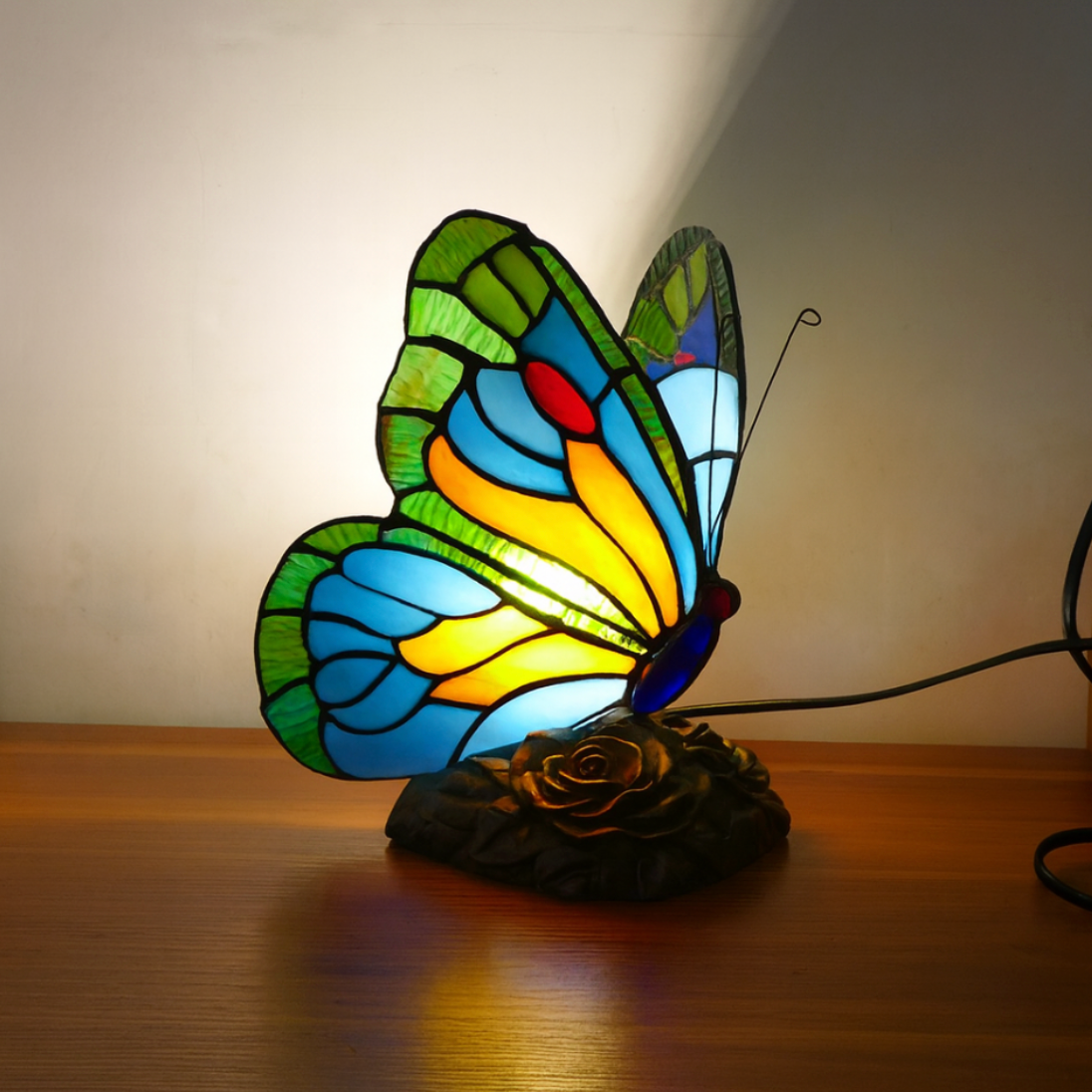 Lampka Rzeźbiona Motyl Niebieski