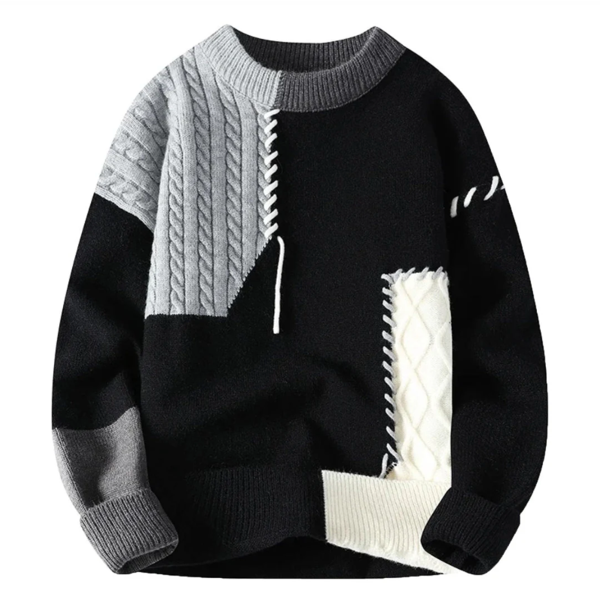 Oktawiusz – Sweter patchworkowy oversize