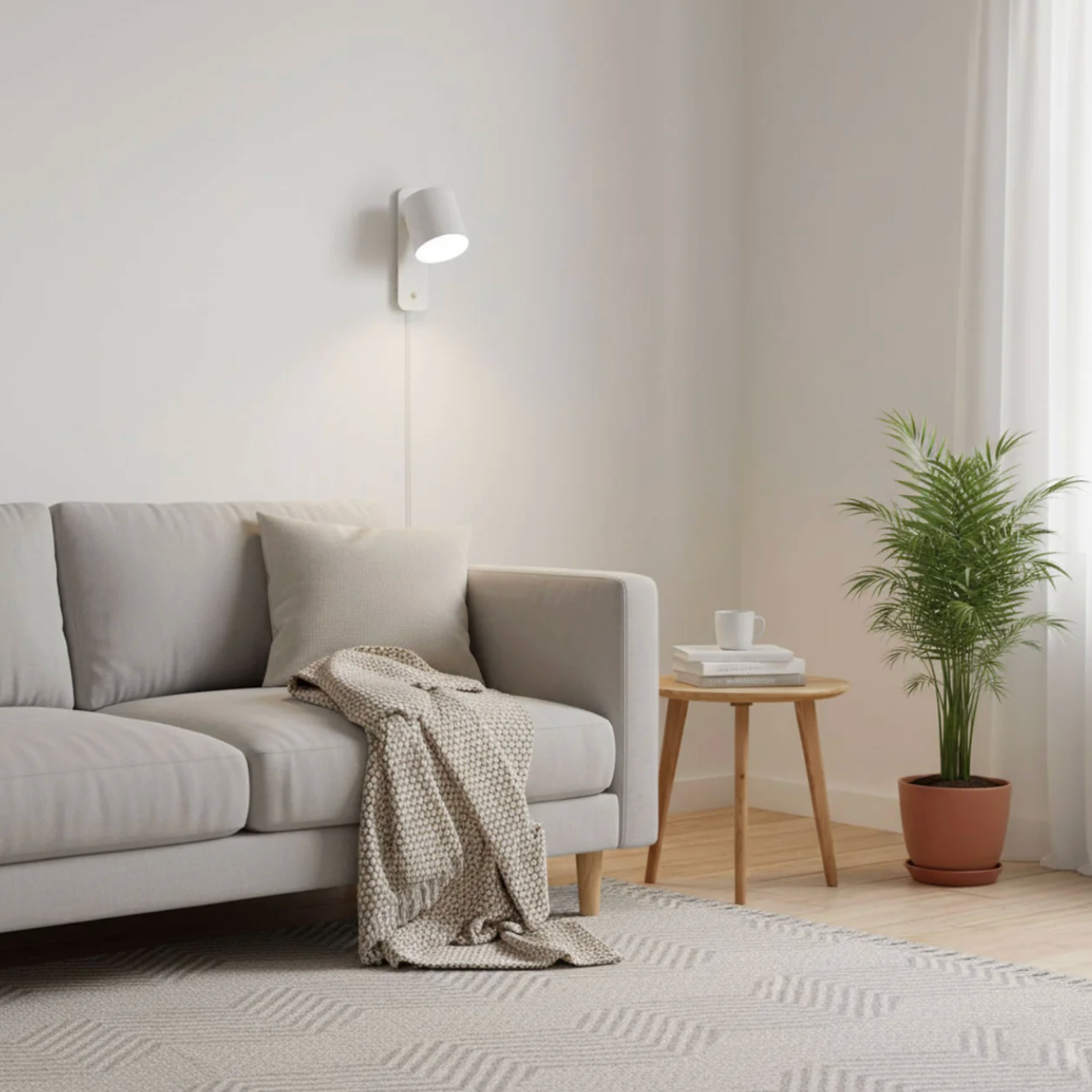 Minimalistyczna kinkietowa lampa ścienna z regulowanym kloszem