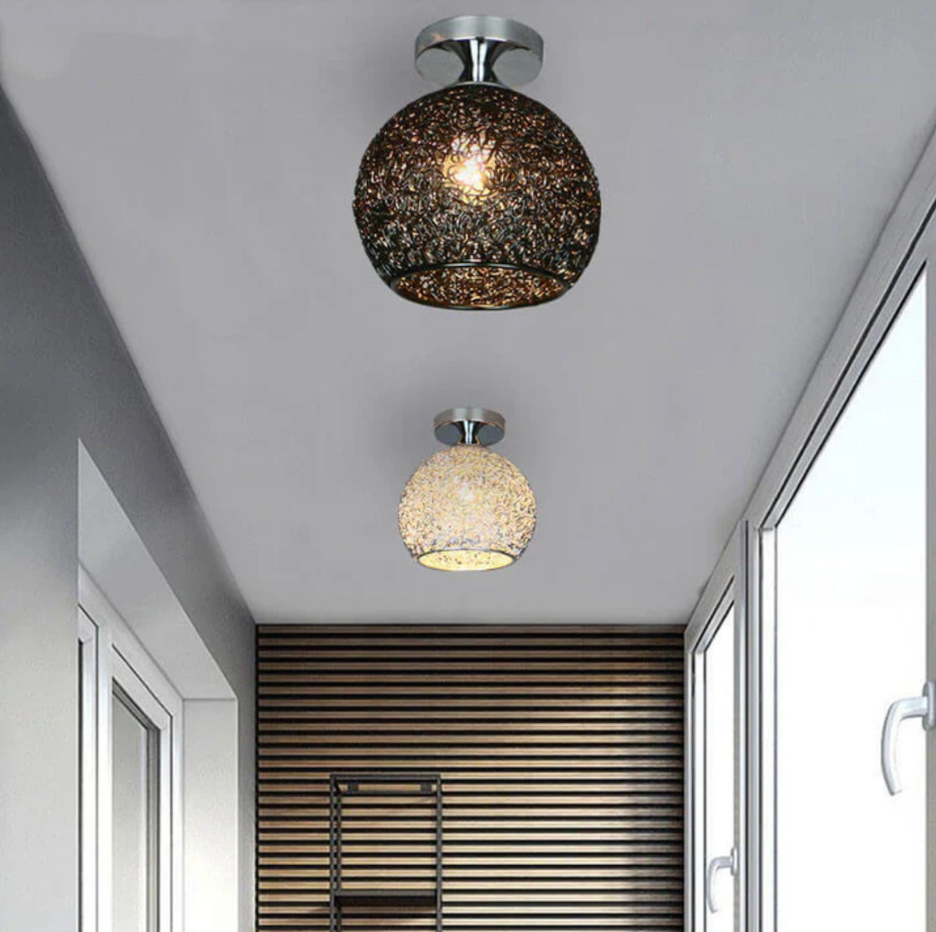Lampa sufitowa kule dekoracyjna – plafon z ażurowym kloszem metalowym