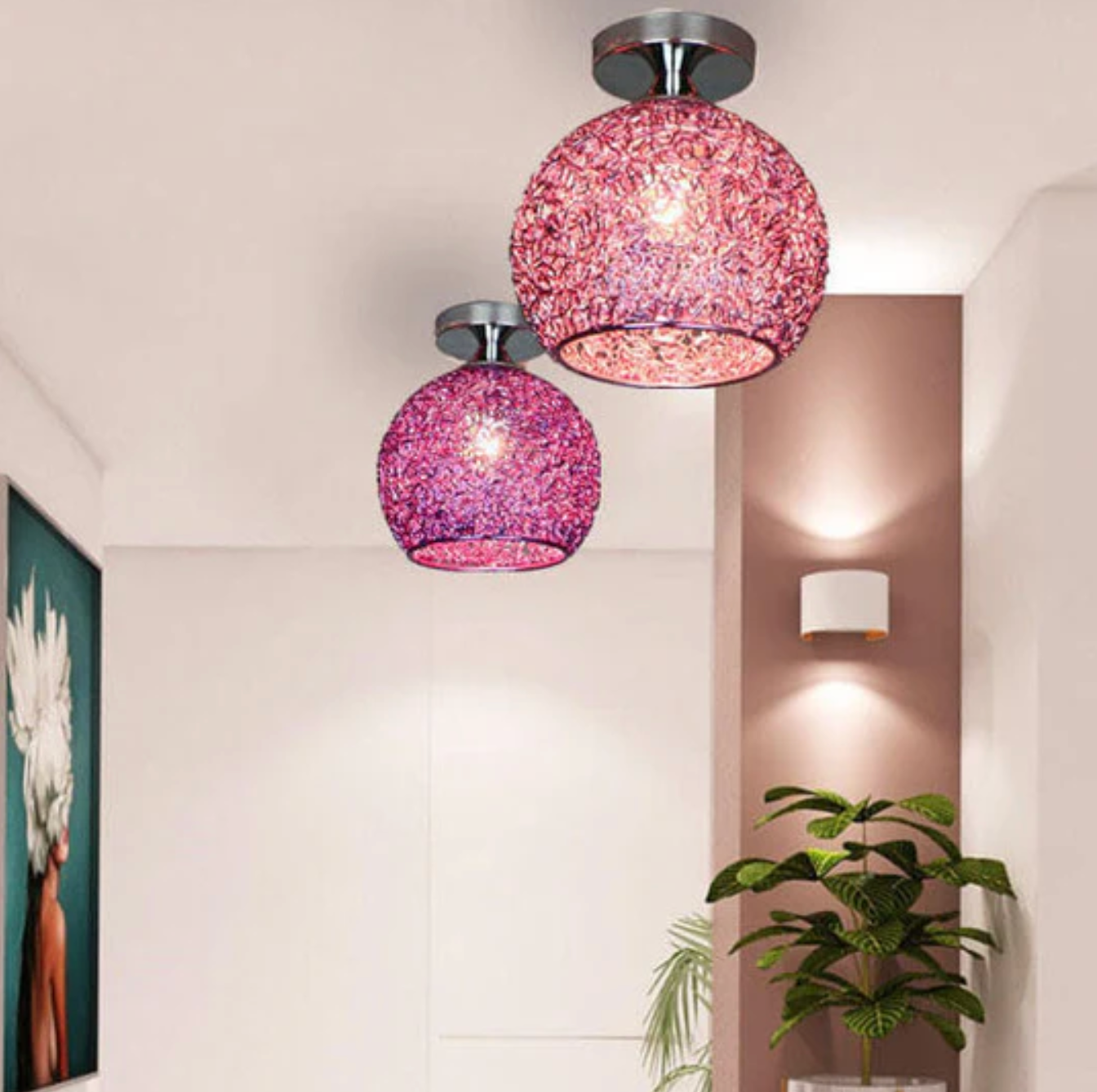 Lampa sufitowa kule dekoracyjna – plafon z ażurowym kloszem metalowym