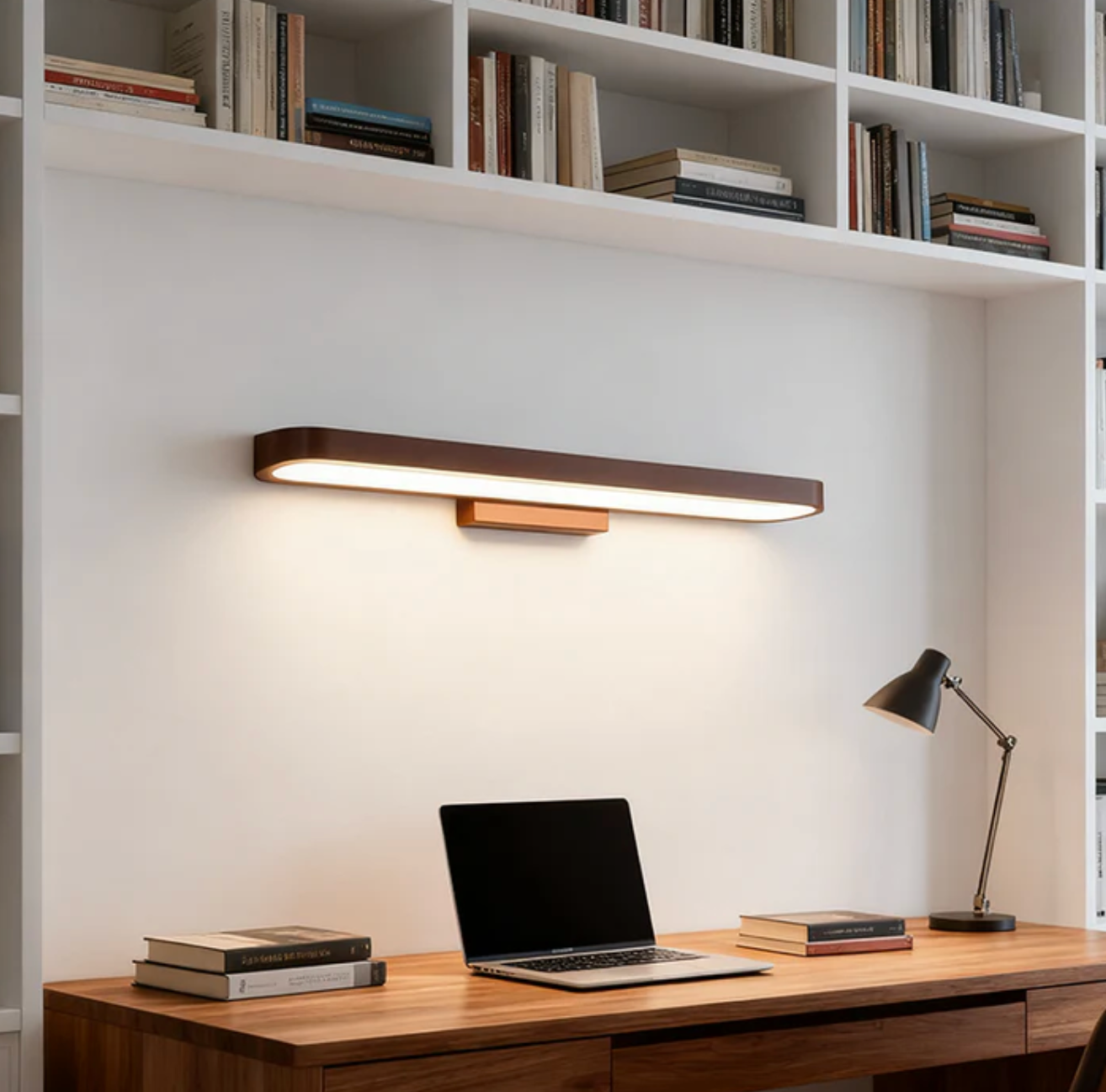 Nowoczesny kinkiet LED nad biurko – minimalistyczna lampa ścienna listwowa