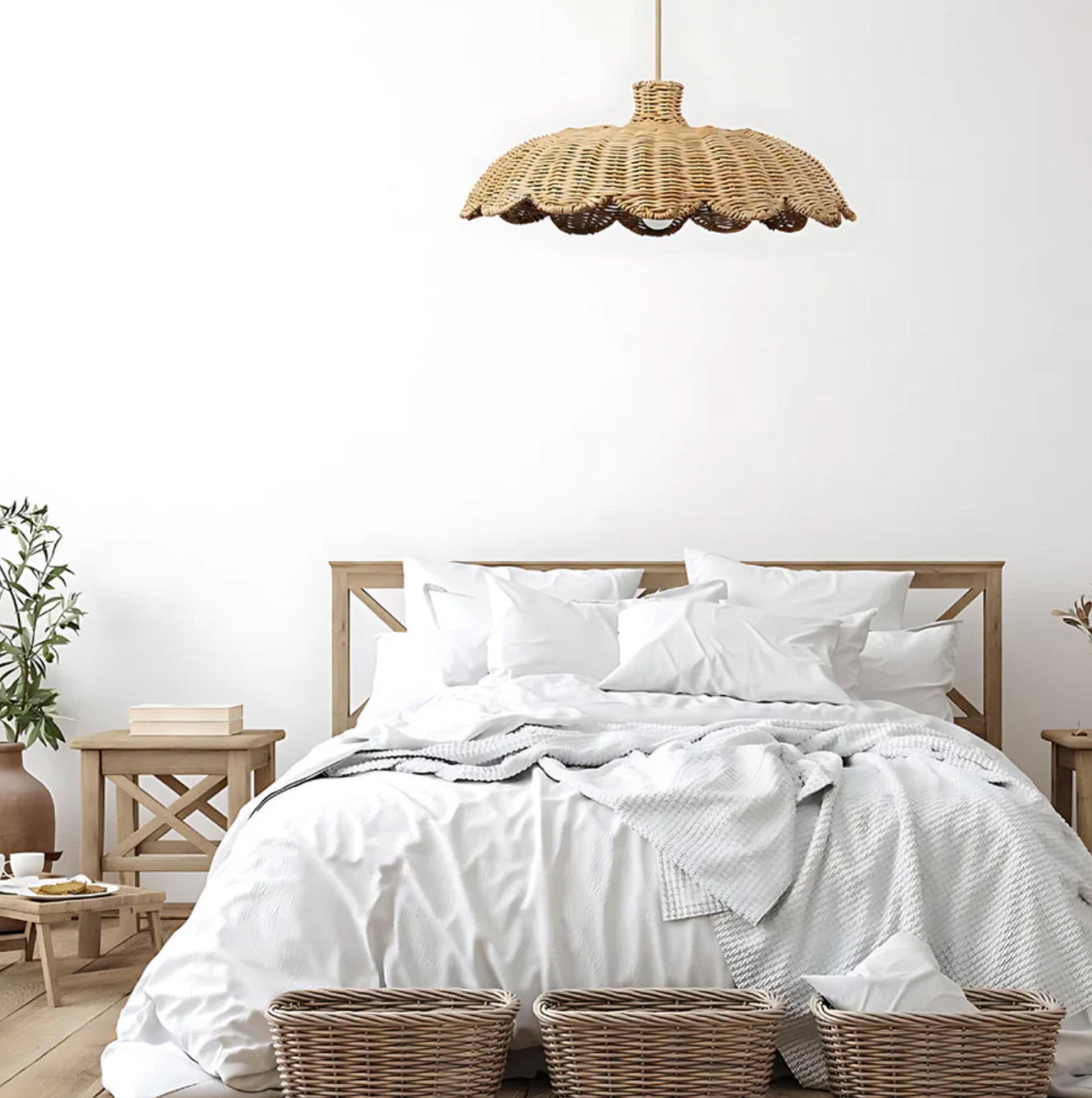 Pleciona lampa wisząca rattanowa – naturalny styl boho