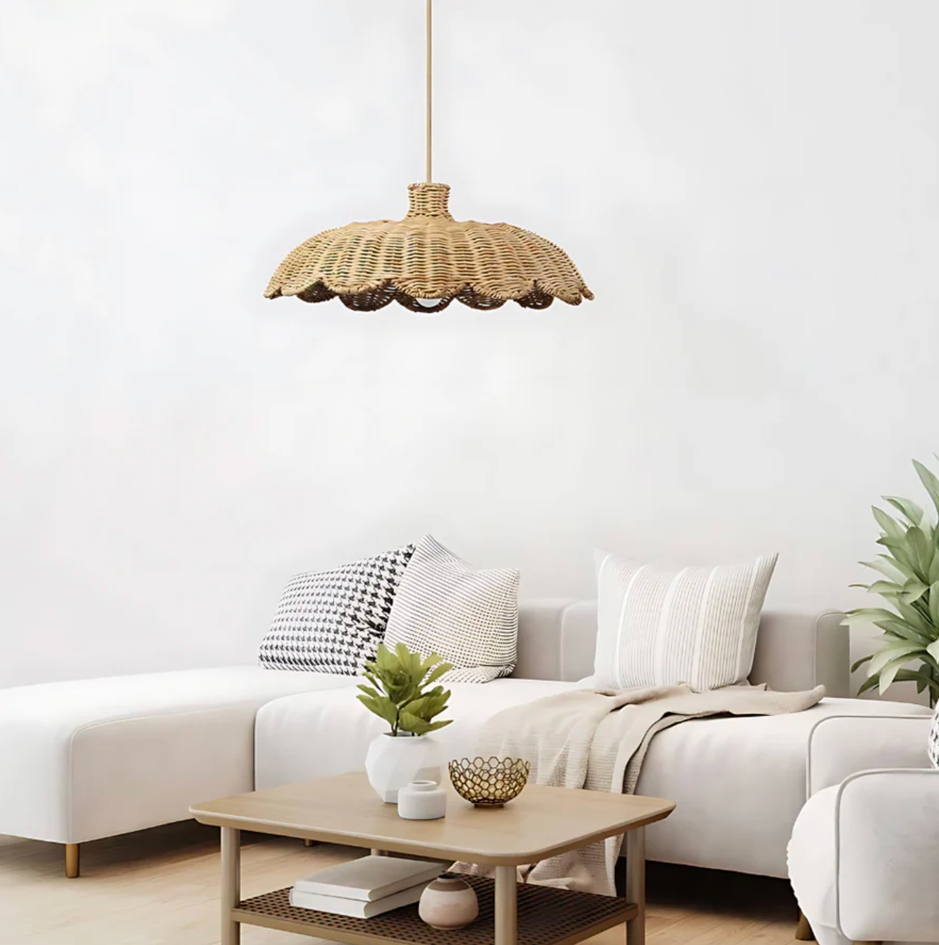 Pleciona lampa wisząca rattanowa – naturalny styl boho