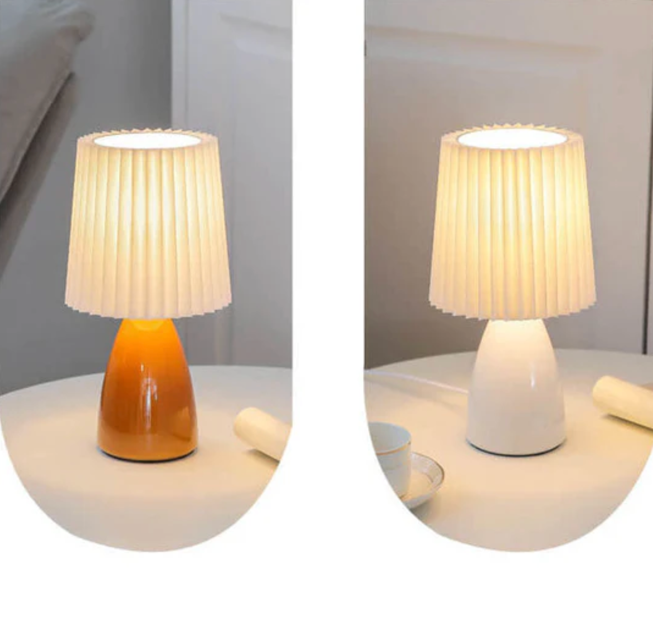 Klasyczna lampa stołowa z plisowanym abażurem