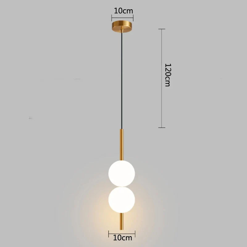 Nowoczesna złota lampa wisząca z kloszem kulistym | Minimalistyczna lampa sufitowa LED