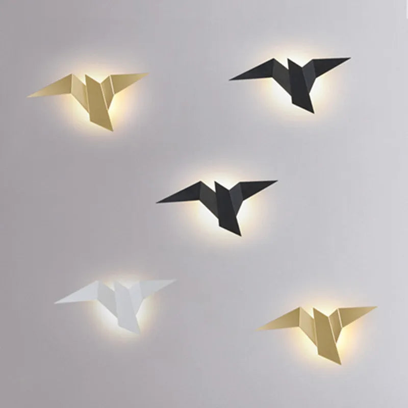 Nowoczesna lampa ścienna LED origami ptak – kinkiet dekoracyjny