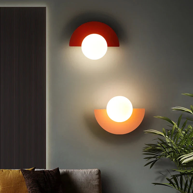 Nowoczesna lampa ścienna LED w stylu geometrycznym półkole