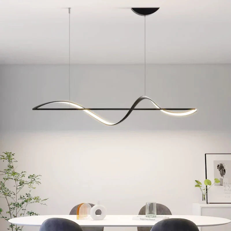 Lampa wisząca „Fala” – nowoczesna lampa LED nad stół lub wyspę kuchenną