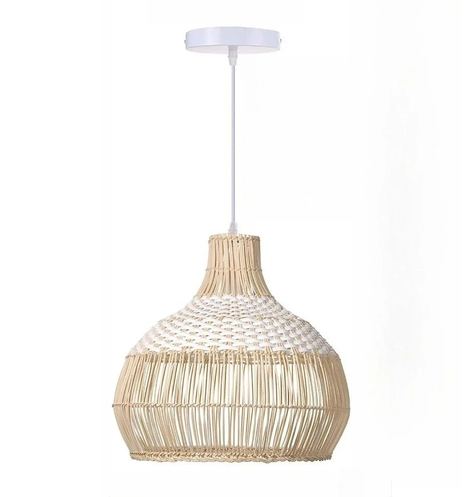 Plecione Lampa Wisząca Boho z Naturalnego Wiklinowego Klosza