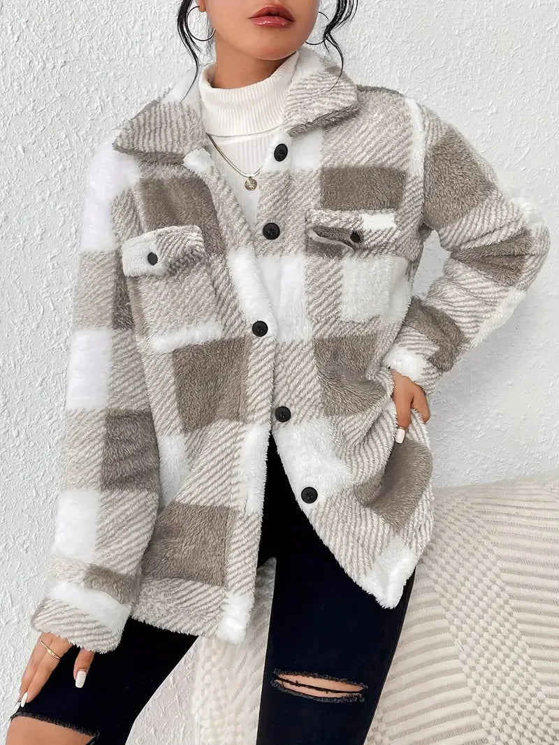 Martin | Stylowa Kurtka Fleece w Kratę
