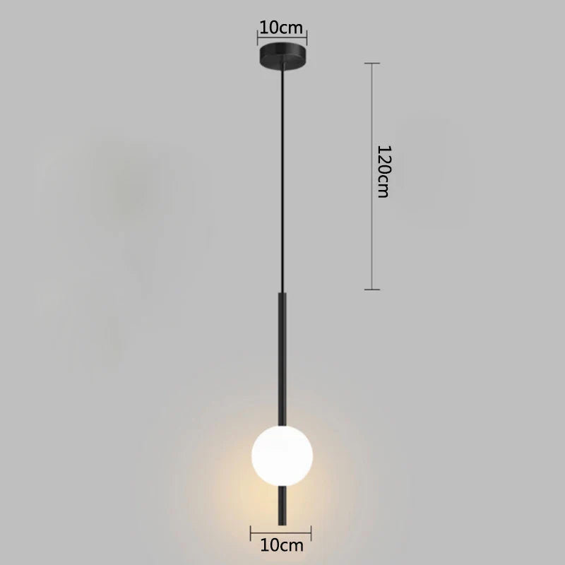 Nowoczesna złota lampa wisząca z kloszem kulistym | Minimalistyczna lampa sufitowa LED