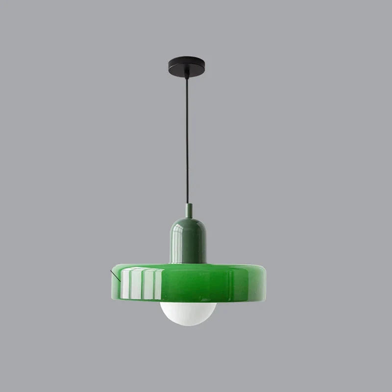 Nowoczesna lampa wisząca z kolorowym szklanym kloszem Bauhaus