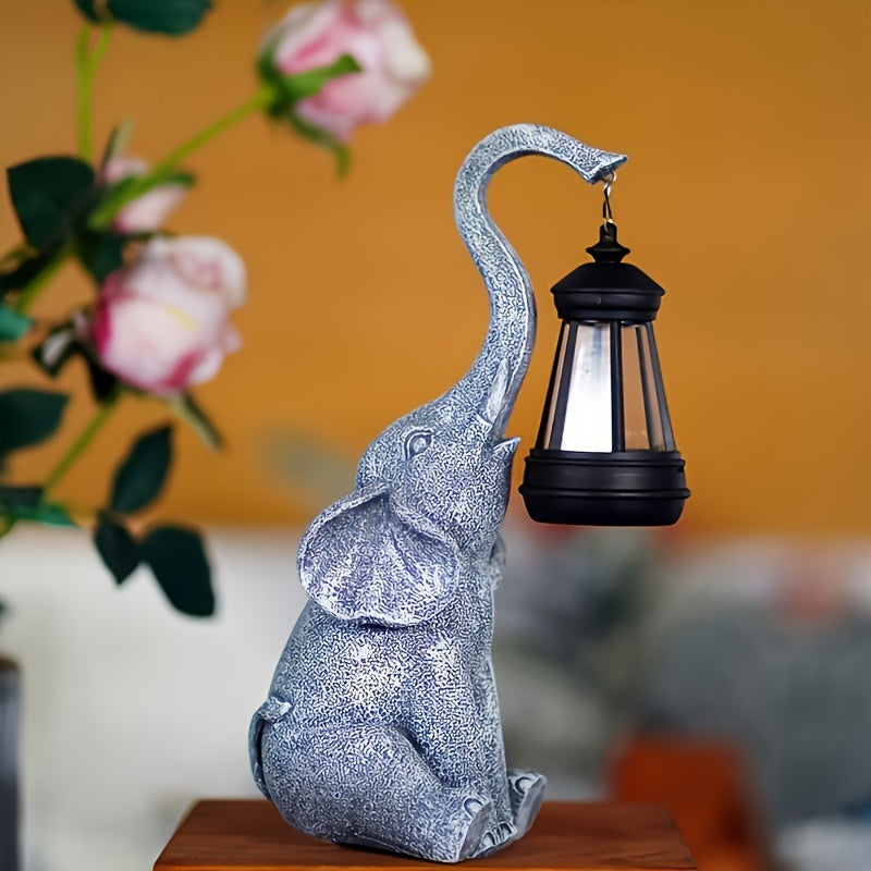 Solarny Lampion Ogrodowy LED Figurka Słonia Z Latarenką Dekoracyjna Lampka