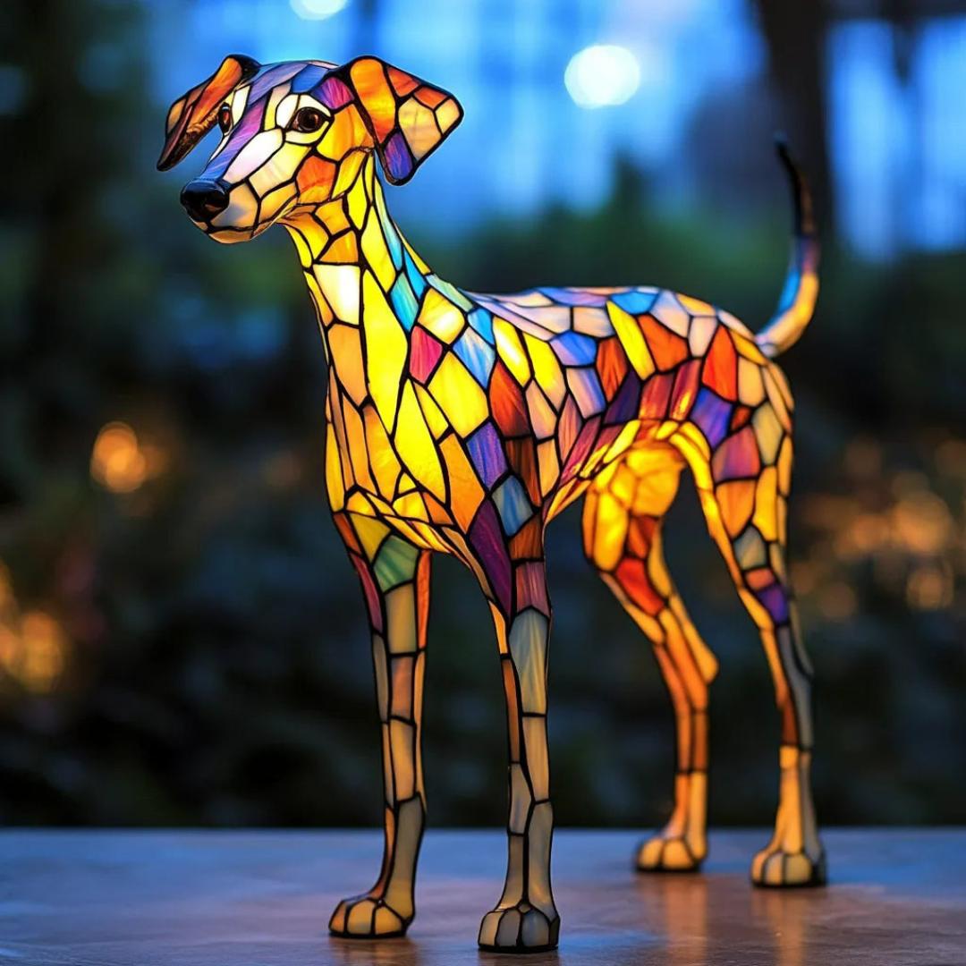 Lampa ze Szkła Piaskowanego Inspirowana Whippetami