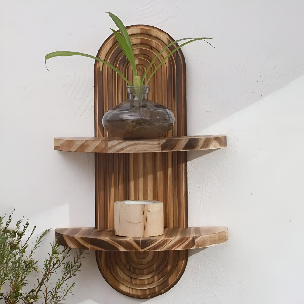 Tymber Geometryczne Drewniane Półki Ścienne – Nowoczesny Design do Dekoracji Wnętrz Półki Drewniane