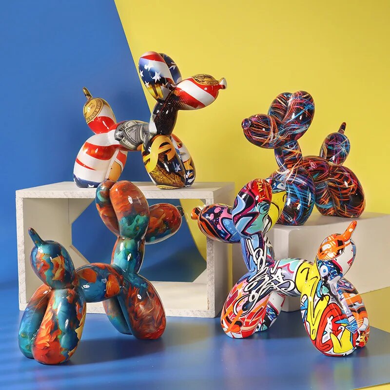 Unikalna Inflatable Dog Decoration z Wysokiej Jakości Żywicy – Ręcznie Wykonana, 21x17x9 cm, Kolorowa Figura do Wnętrz