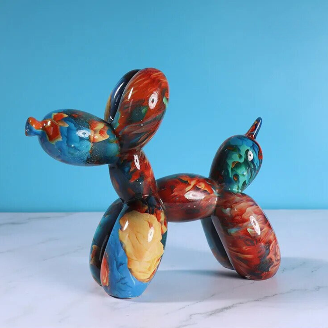 Unikalna Inflatable Dog Decoration z Wysokiej Jakości Żywicy – Ręcznie Wykonana, 21x17x9 cm, Kolorowa Figura do Wnętrz