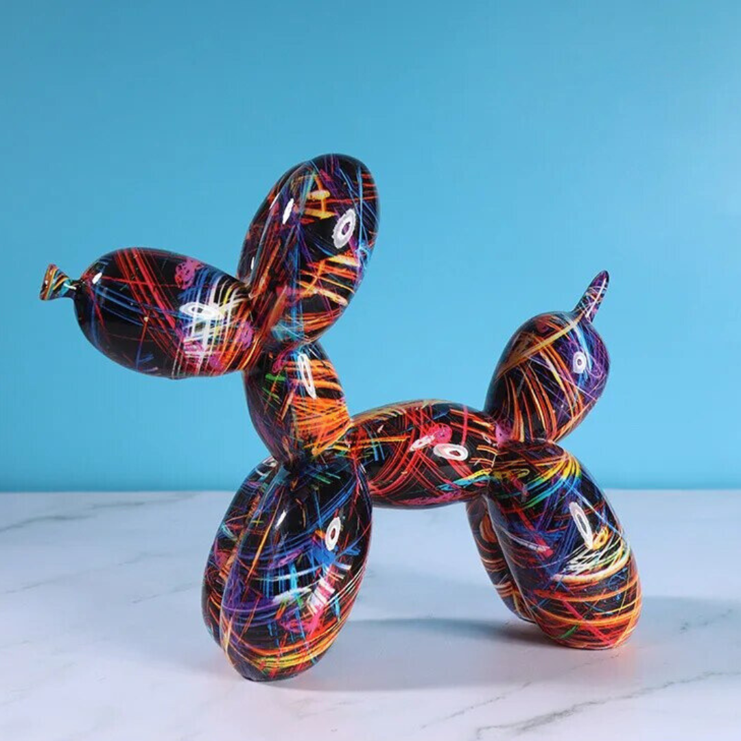 Unikalna Inflatable Dog Decoration z Wysokiej Jakości Żywicy – Ręcznie Wykonana, 21x17x9 cm, Kolorowa Figura do Wnętrz