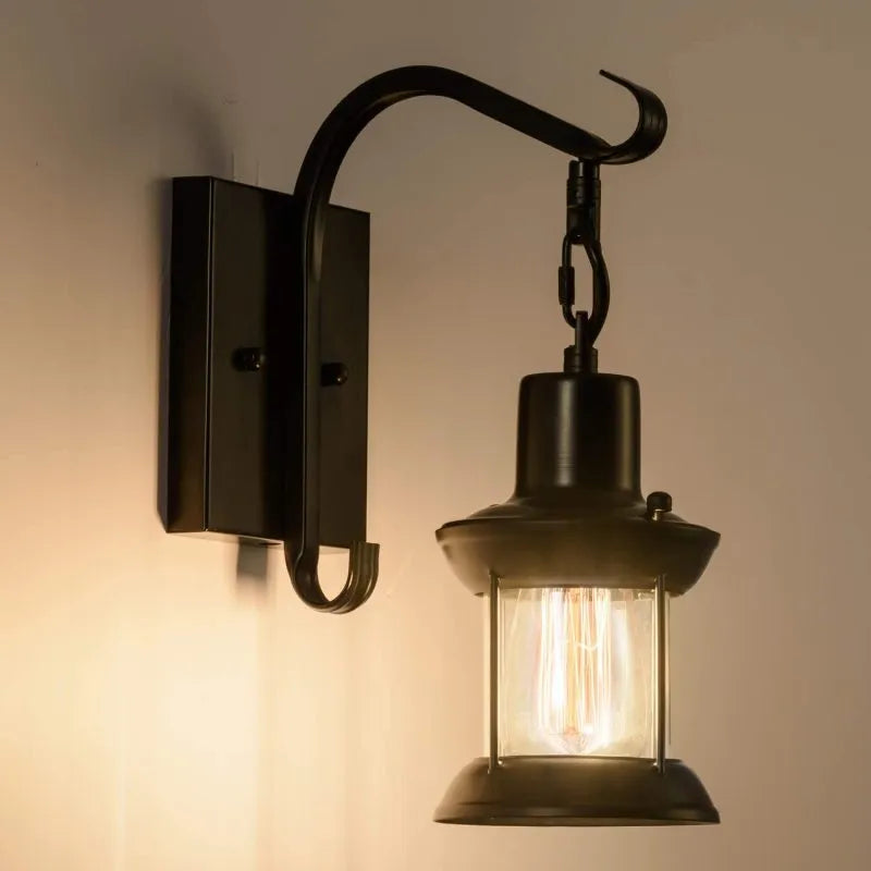 Vintage Industrialny Lampa Ścienna Loft Retro Z Efektem Latarenki