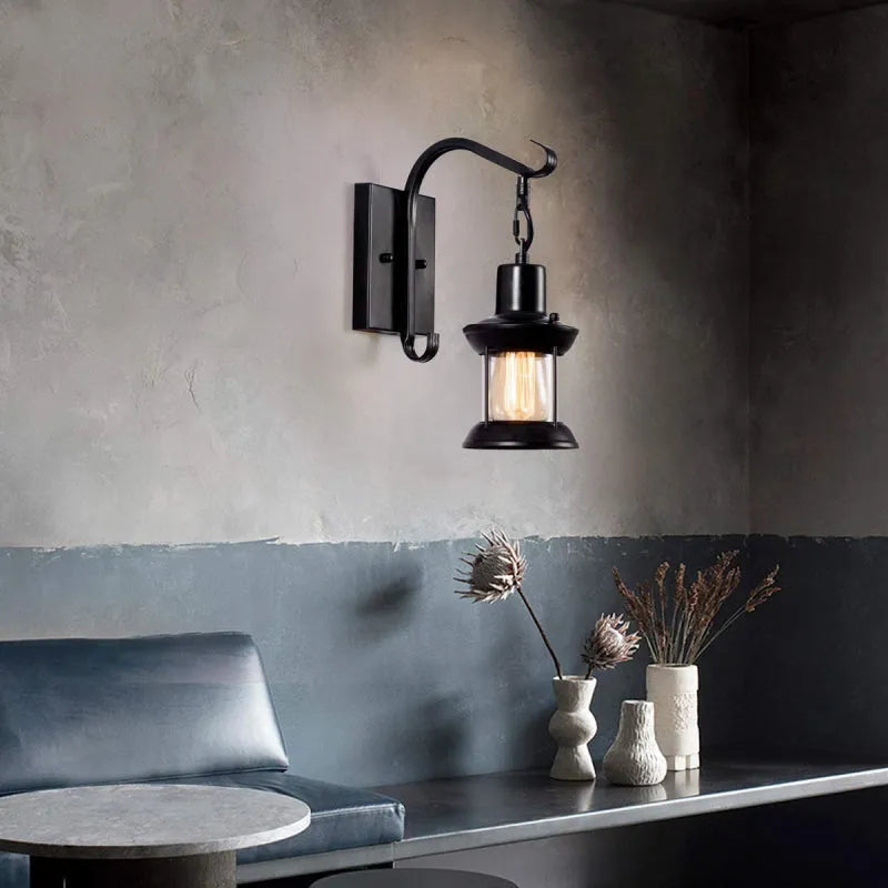 Vintage Industrialny Lampa Ścienna Loft Retro Z Efektem Latarenki