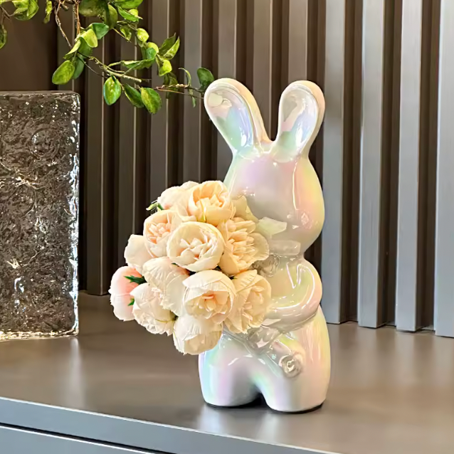 Wazon Ceramiczny Bunny Bloom – Ręcznie Wykonany, Minimalistyczny Design do Dekoracji Wnętrz