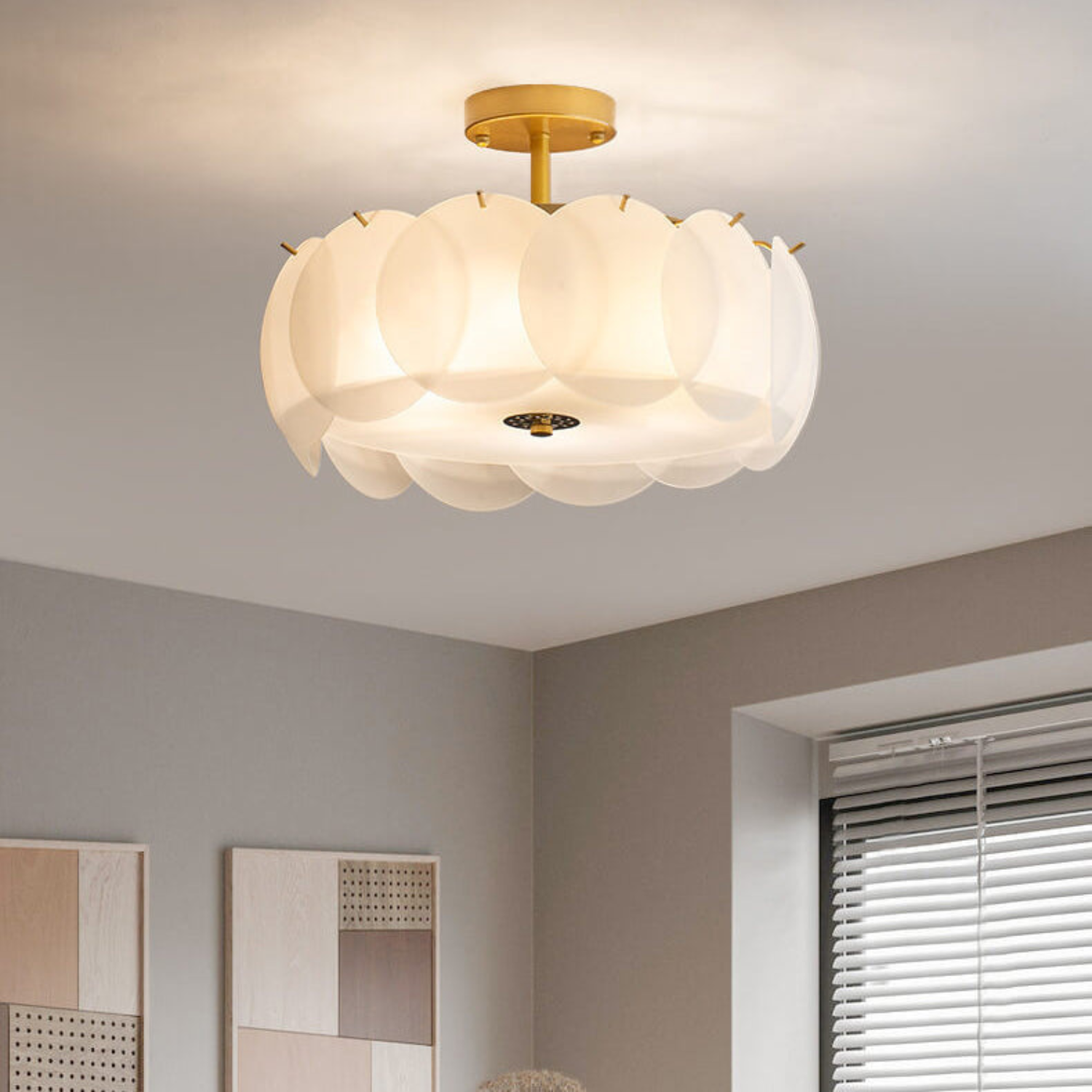 Wykonana Okrągła Lampa Sufitowa LED Z Dekoracyjnymi Krążkami
