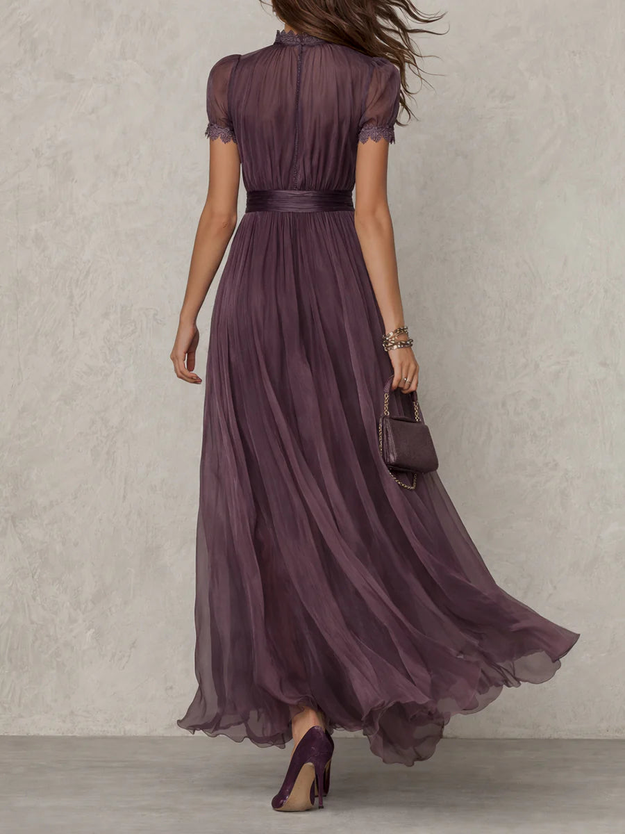 Ashley | Vintage Elegancka Sukienka Maxi z Chiffonu
