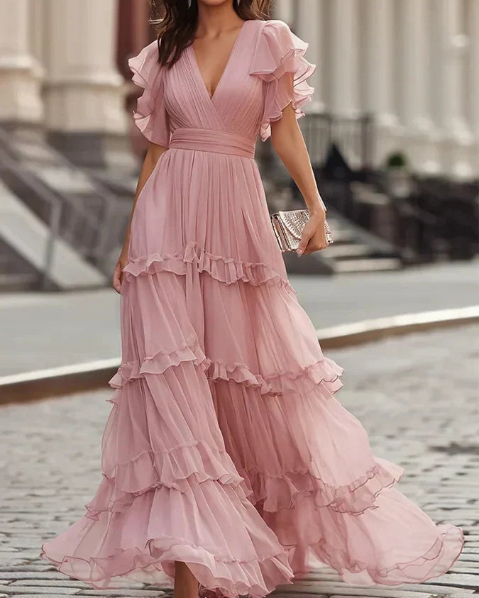 Zoe | Jasnoróżowa Elegancka Sukienka Maxi na Ślub