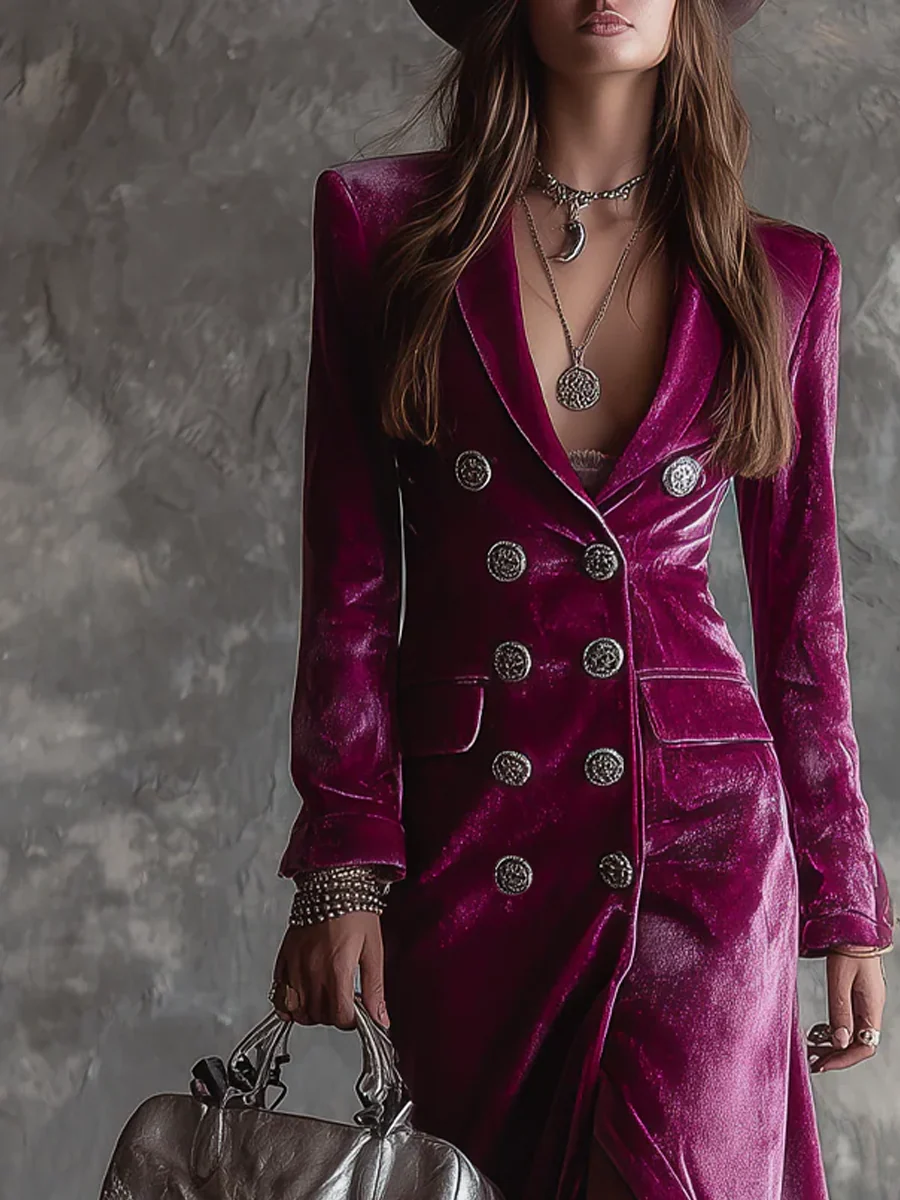 Jorina – Welurowa sukienka blazer maxi
