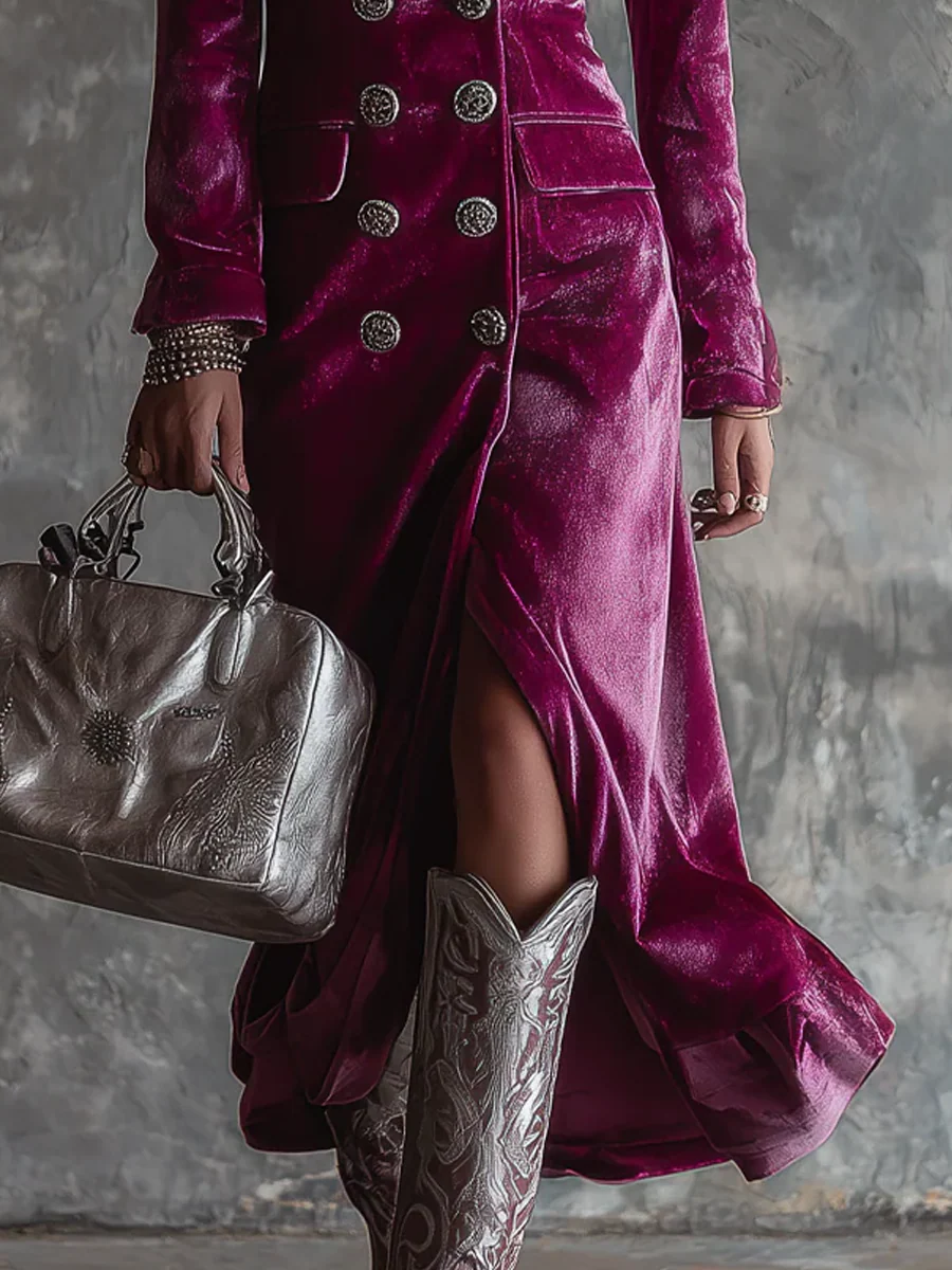 Jorina – Welurowa sukienka blazer maxi