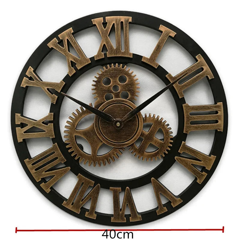 Zegar Ścienny GearSphere w Stylu Industrialnym z Mechanicznym Wzorem - Zegar na Ścianę do Salonu i Wnętrz Retro