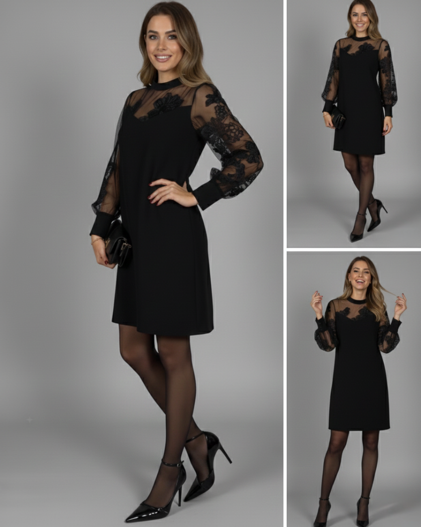Ulvienne – Elegancka sukienka z tiulowymi rękawami