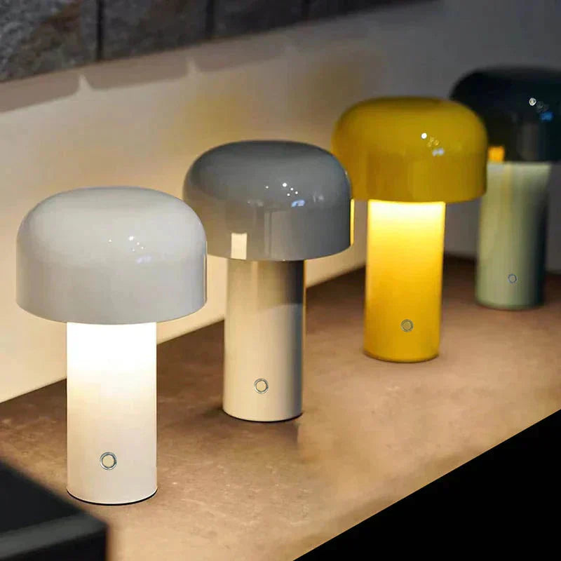 Nowoczesna lampa stołowa LED typu „grzybek” – przenośna, ładowalna, dotykowa