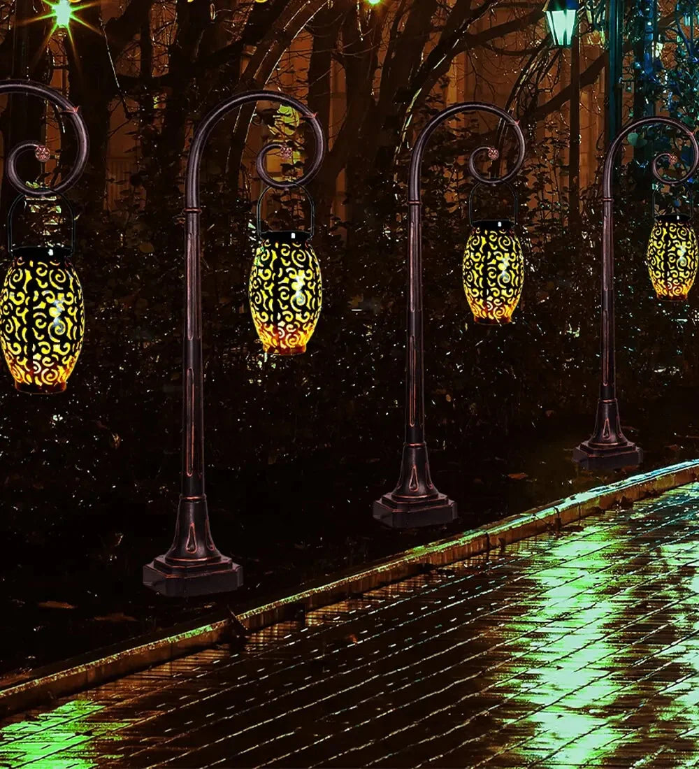 Solarny lampion ogrodowy LED – dekoracyjna latarnia z efektem wzoru cieni, do użytku zewnętrznego
