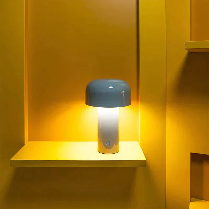 Nowoczesna lampa stołowa LED typu „grzybek” – przenośna, ładowalna, dotykowa