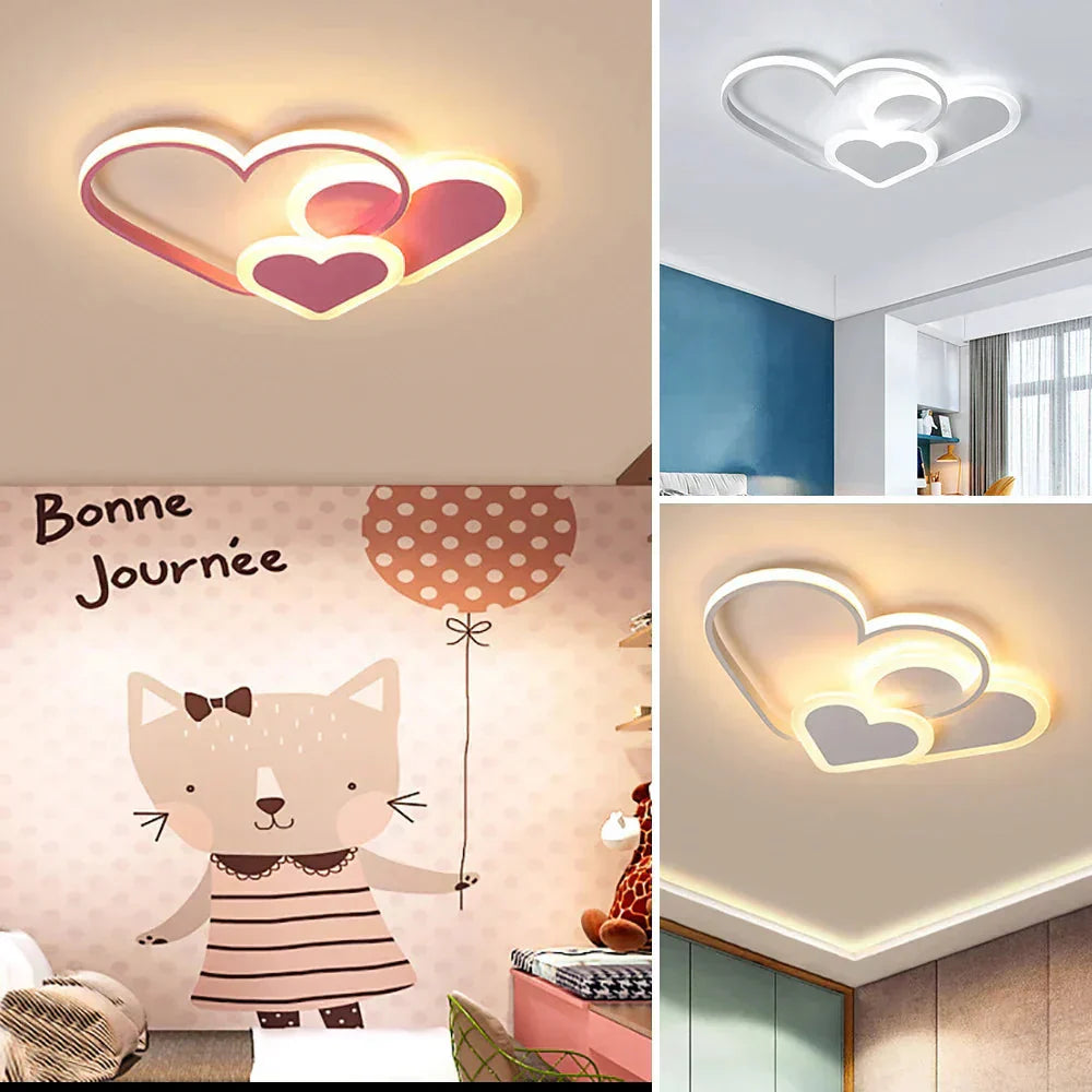 Nowoczesna Lampa Sufitowa LED w Kształcie Serc do Pokoju Dziecięcego